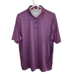 Maelreg Performance Polo Shirt Purple Geometric Print‎ Golf Casual Size L